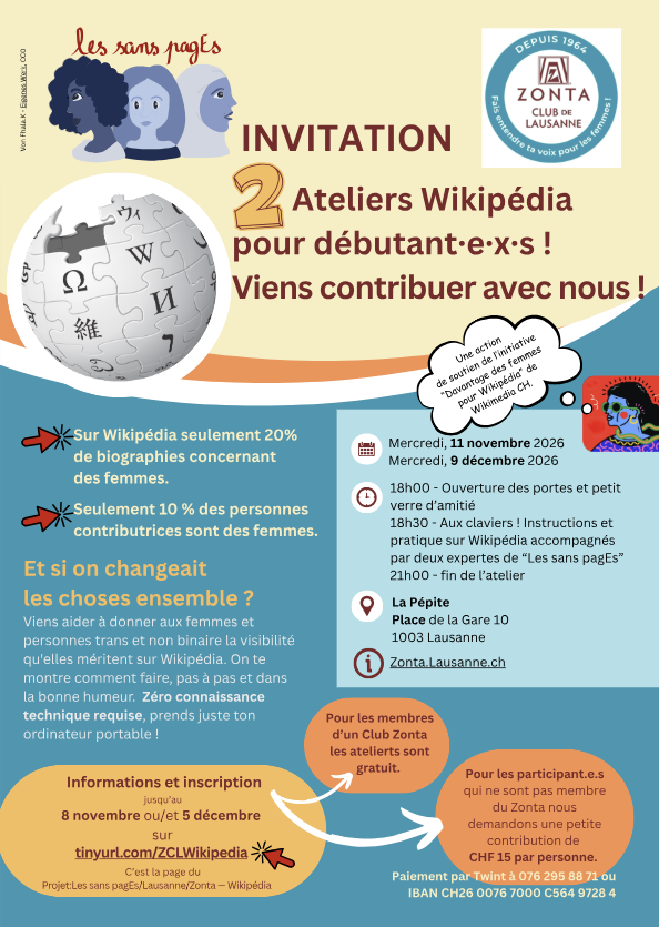 Ateliers Wikipédia pour débutant·e·x·s - Zonta Club de Lausanne